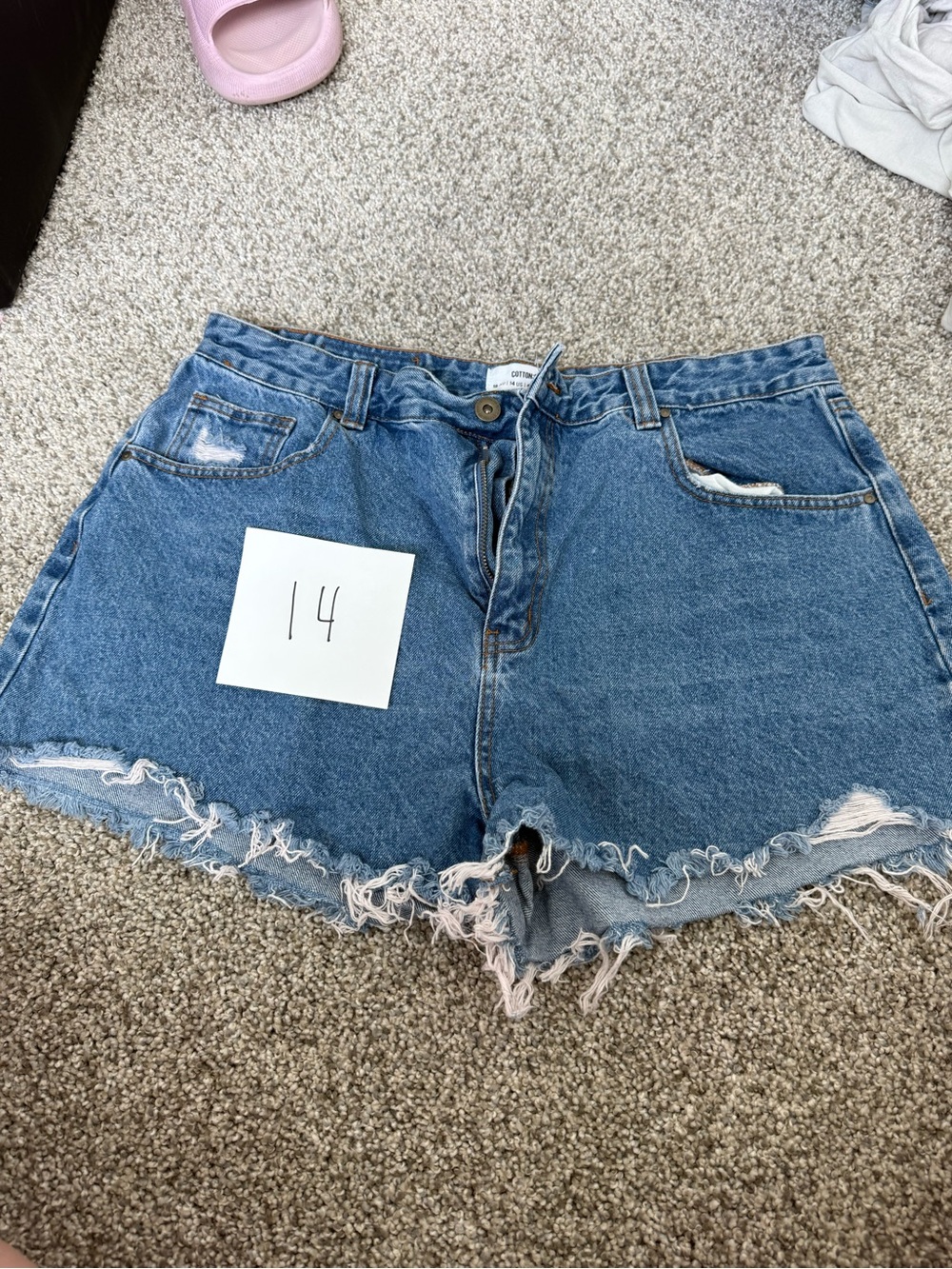 Cotton On Distressed Light Blue Denim Shorts